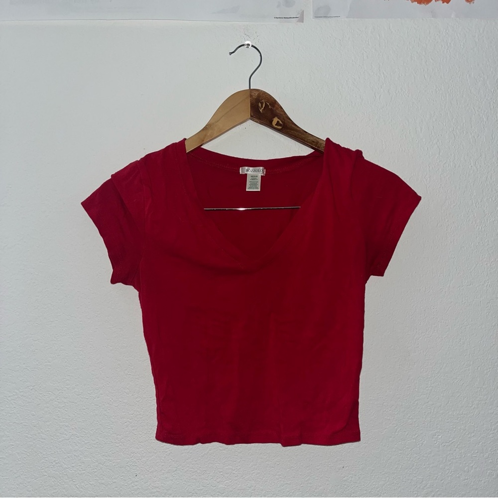 Bozzolo Red Fitted Crop T-Shirt Short Sleeve